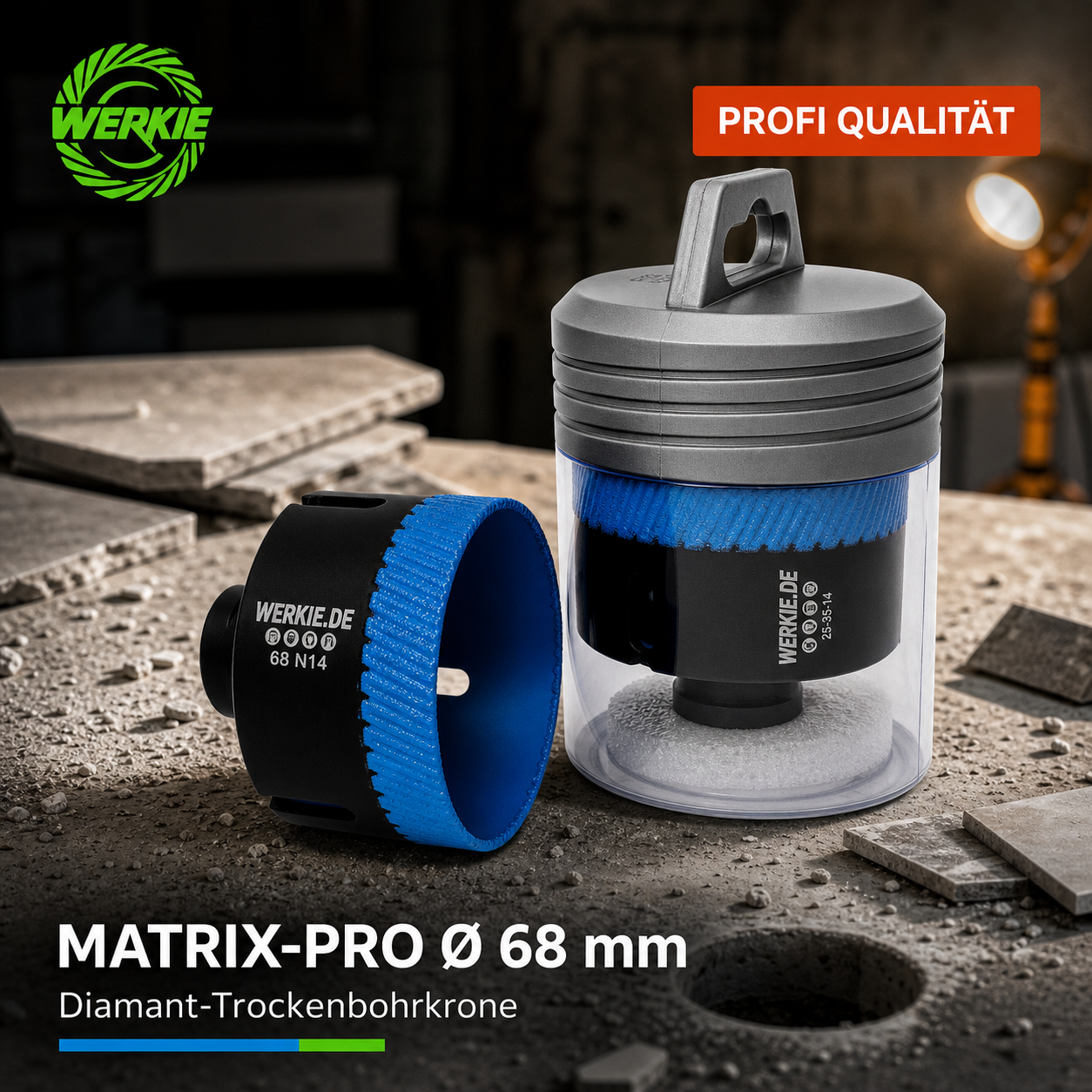 WERKIE MATRIX-PRO 68 mm Diamant-Trockenbohrkrone