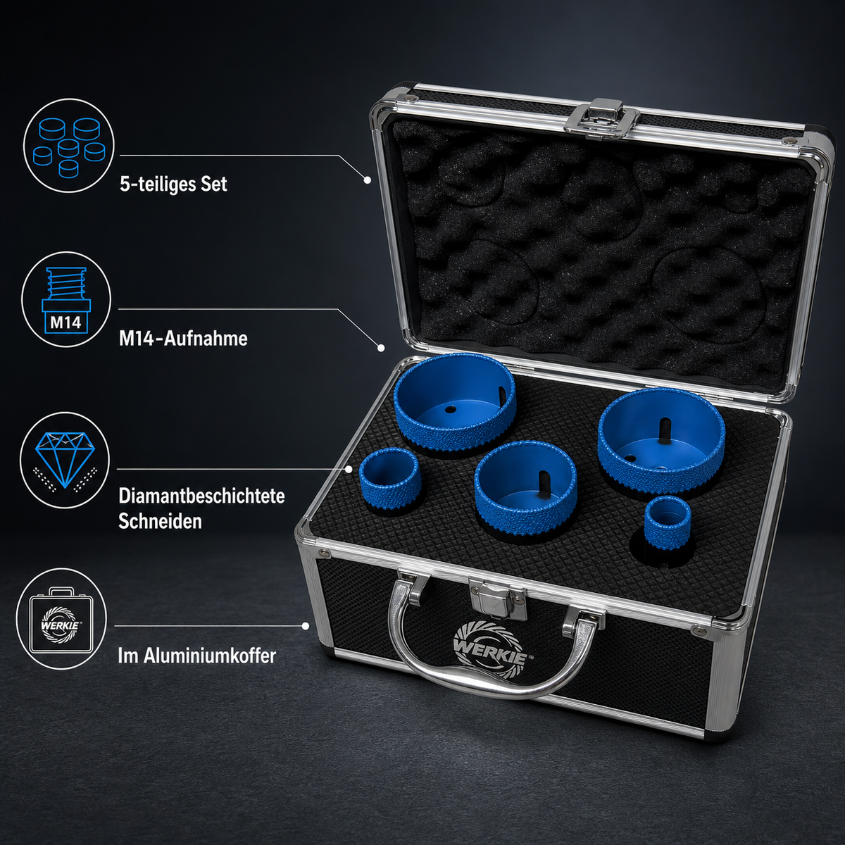 WERKIE MATRIX-PRO Diamant-Bohrkronen-Set 5-teilig