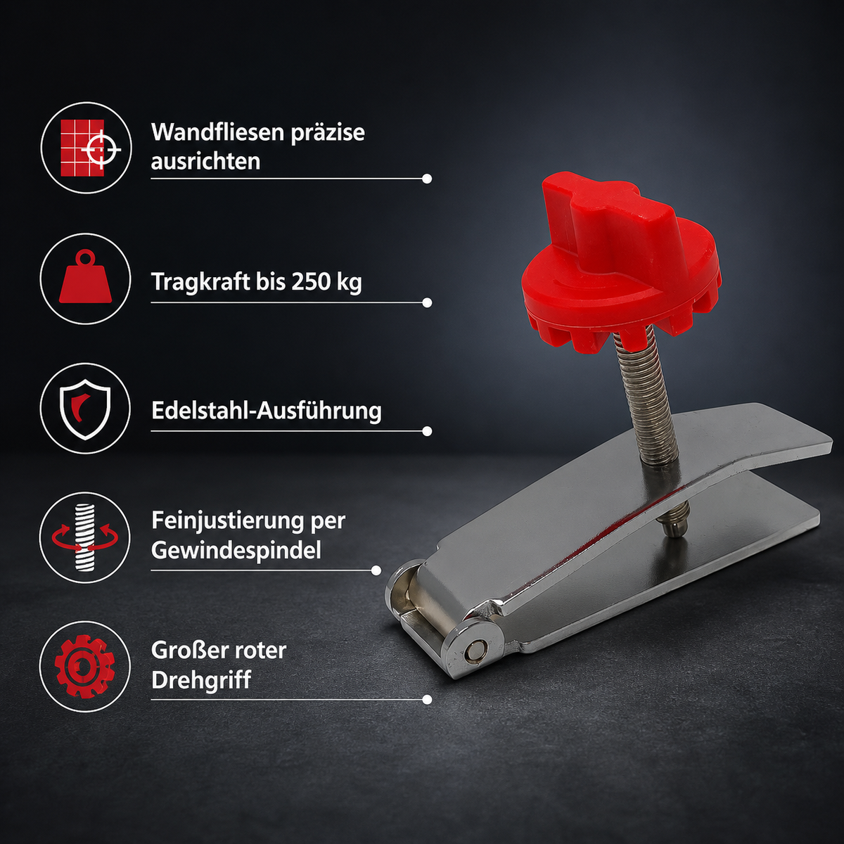 Wandfliesen‑Höhenregler – Edelstahl‑Nivellierhilfe bis 250 kg