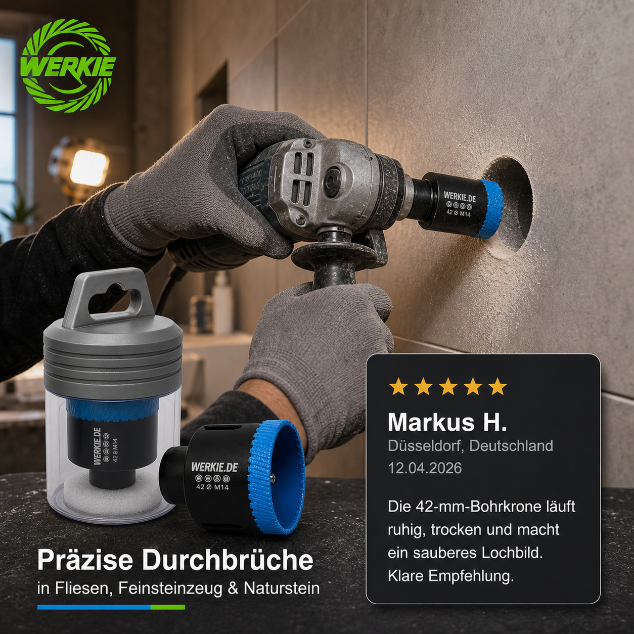 WERKIE MATRIX-PRO 42 mm Diamant-Trockenbohrkrone