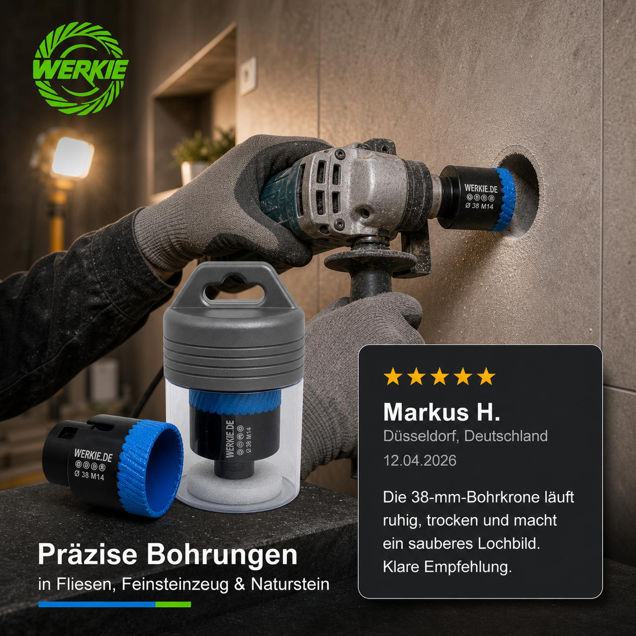 WERKIE MATRIX-PRO 38 mm Diamant-Trockenbohrkrone