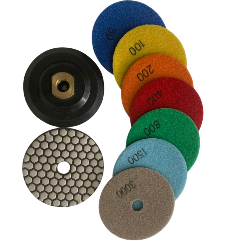 Diamant-Trocken-Schleifscheiben-Set 100 mm 8-teilig mit M14-Teller