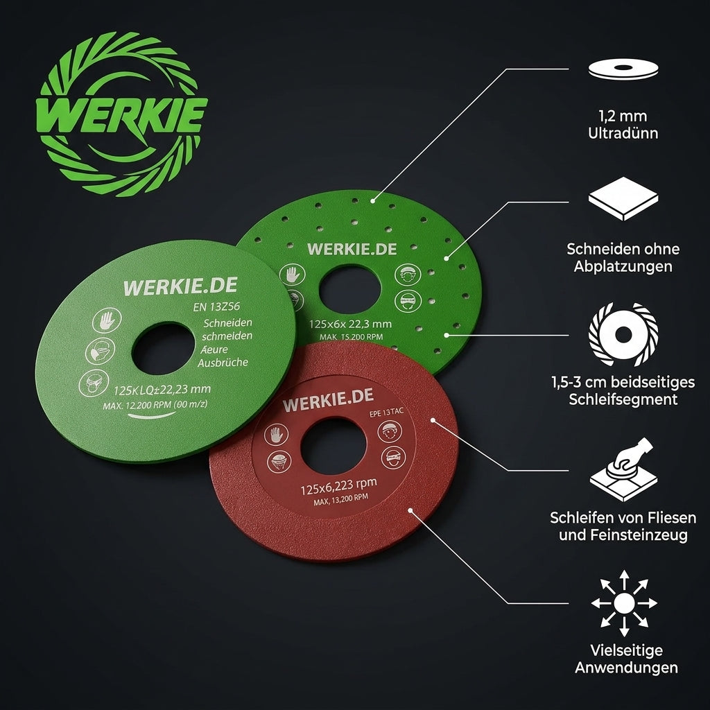 3er Testpaket Diamanttrennscheiben 125mm | Green Fine, GreenMax Grinder, Red Dragon 10% Sparen