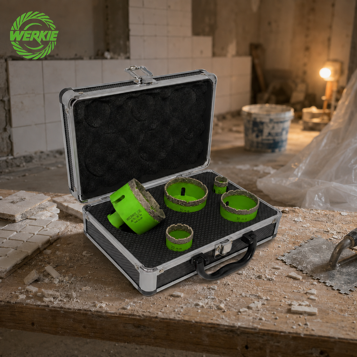 NanoCore Green Pro 5-teiliges Diamant-Bohrkronen-Set im Metallkoffer