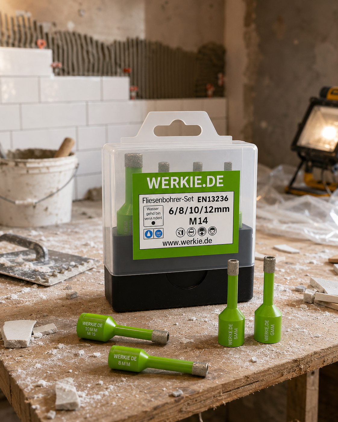 Diamant-Fliesenbohrer-Set 4-teilig mit M14-Aufnahme
