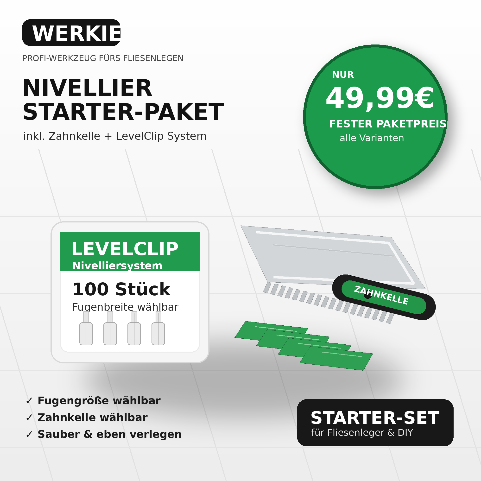 Nivellier Starter-Paket inkl. Zahnkelle